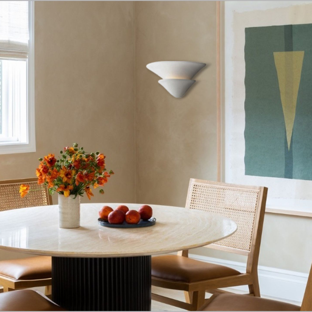 Sculptural Double-Tier Plaster Wall Sconce