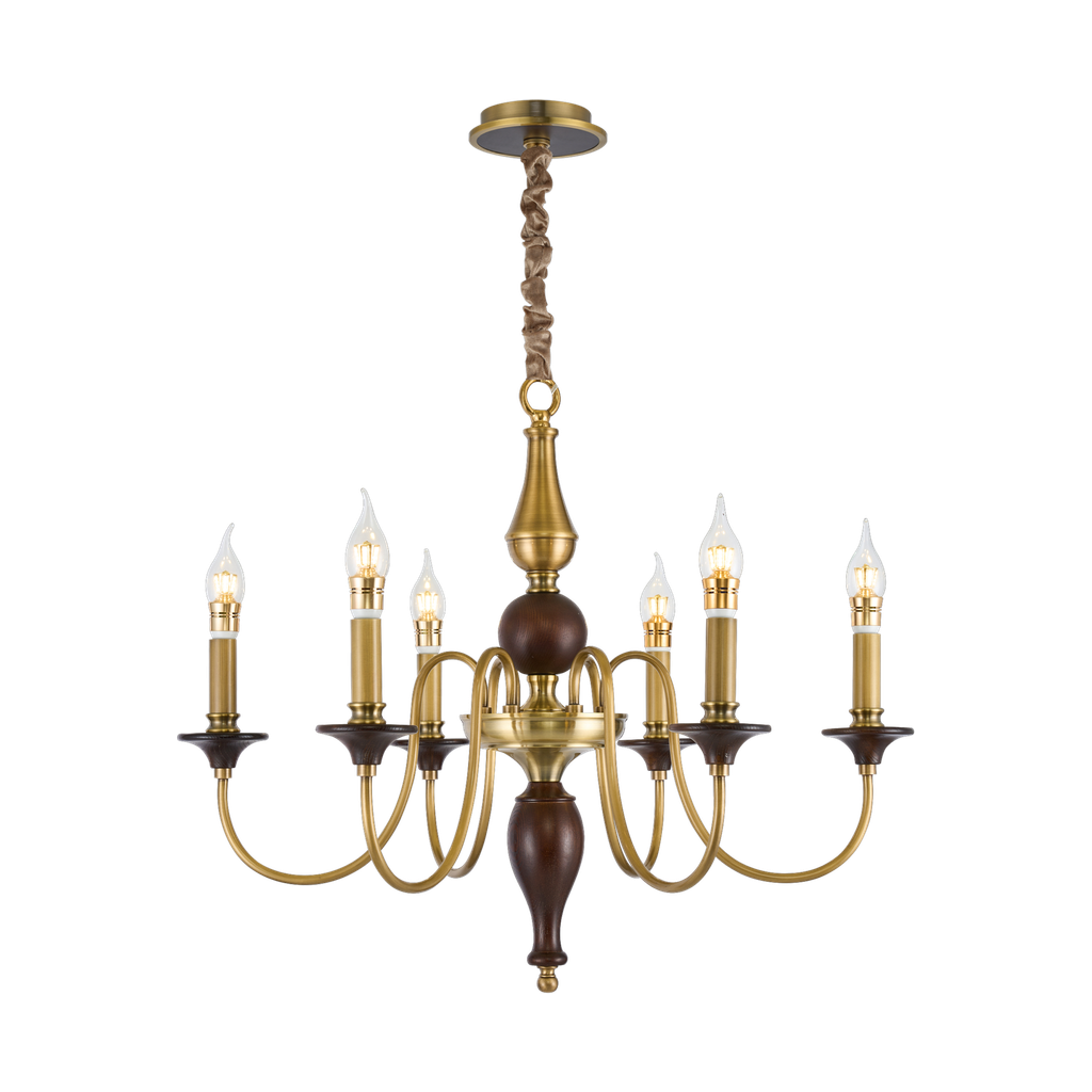 Wynthorne Ash Wood and Antique Bronze Candle Chandelier
