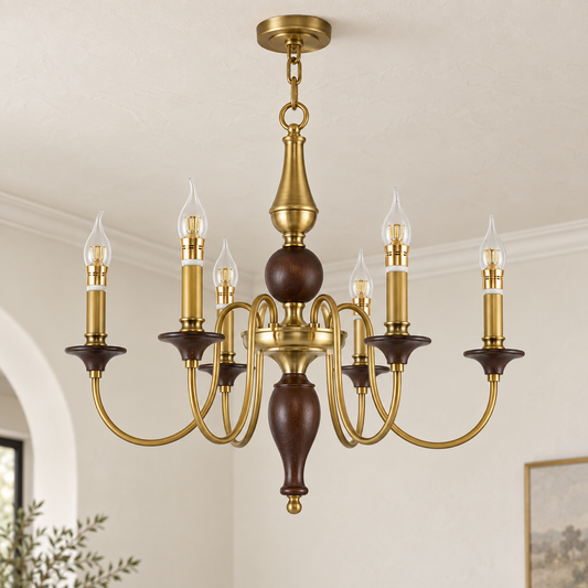 
Wynthorne Ash Wood and Antique Bronze Candle Chandelier
