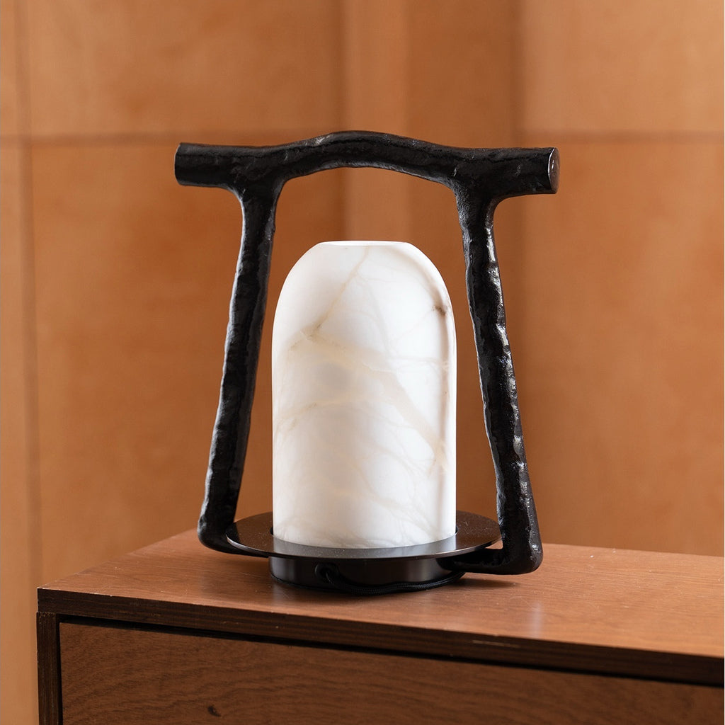 
Sculptural Alabaster and Cast Brass Table Lamp