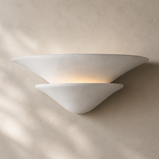 
Sculptural Double-Tier Plaster Wall Sconce