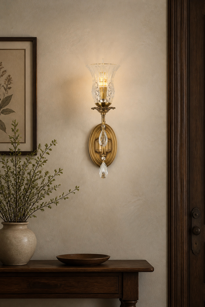 Vitrelaine Clear Hurricane Glass Wall Sconce
