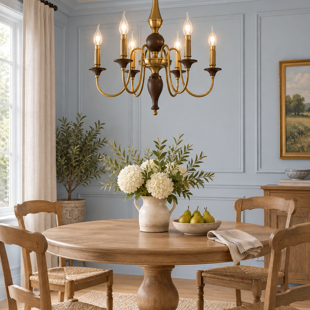 
Wynthorne Ash Wood and Antique Bronze Candle Chandelier