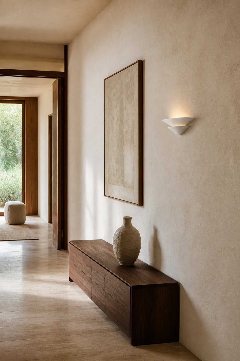 
Sculptural Double-Tier Plaster Wall Sconce