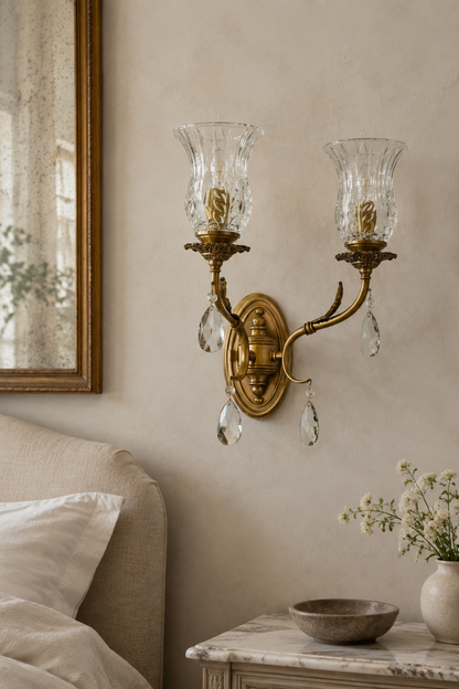 Vitrelaine Clear Hurricane Glass Wall Sconce