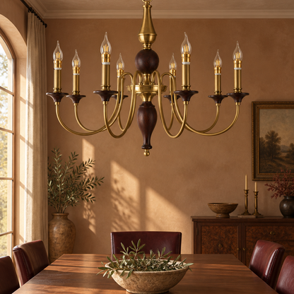 Wynthorne Ash Wood and Antique Bronze Candle Chandelier