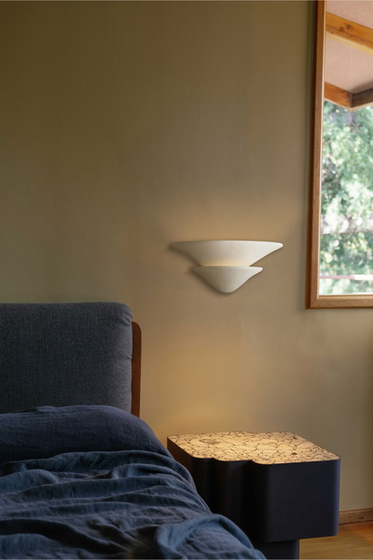 Sculptural Double-Tier Plaster Wall Sconce