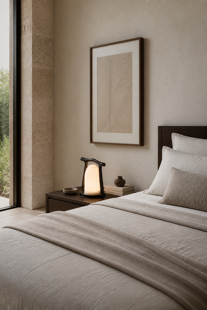 Sculptural Alabaster and Cast Brass Table Lamp