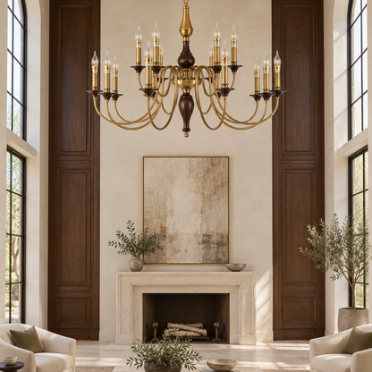 Wynthorne Ash Wood and Antique Bronze Candle Chandelier