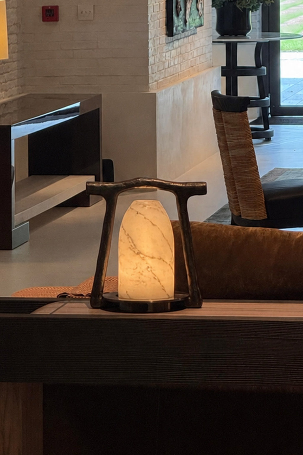 
Sculptural Alabaster and Cast Brass Table Lamp