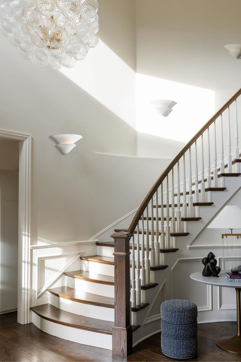 
Sculptural Double-Tier Plaster Wall Sconce