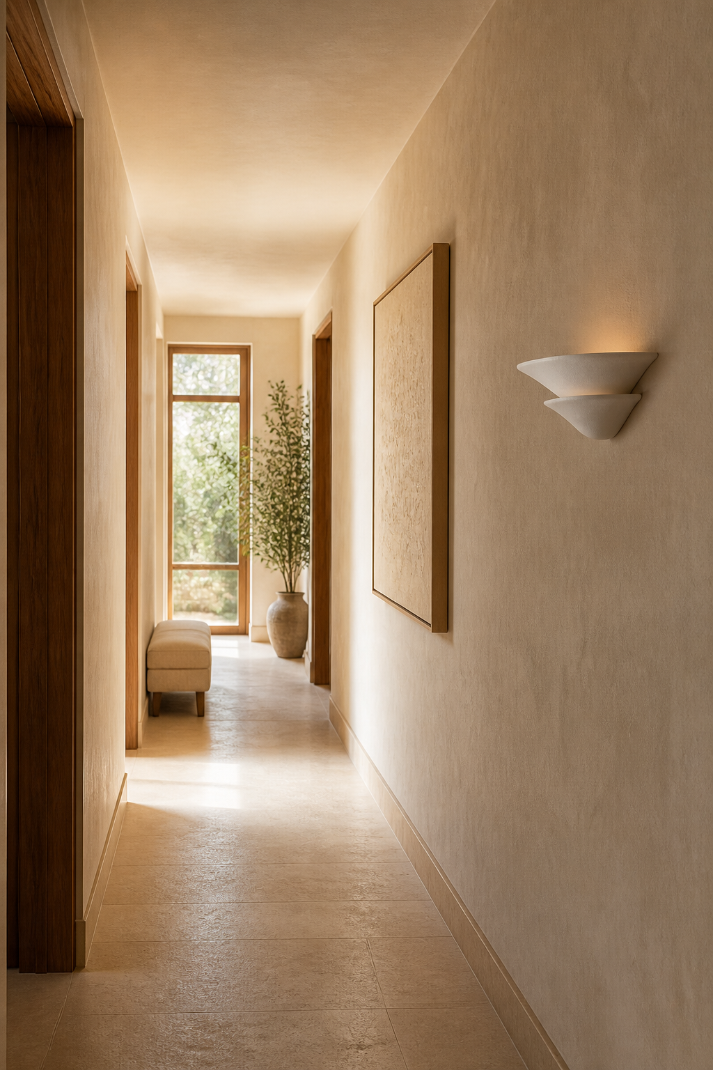 
Sculptural Double-Tier Plaster Wall Sconce