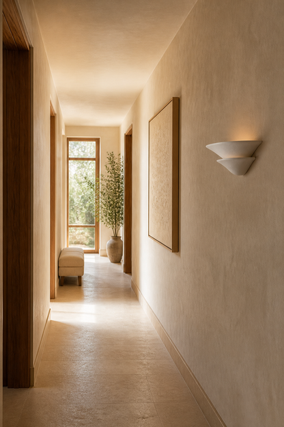 Sculptural Double-Tier Plaster Wall Sconce
