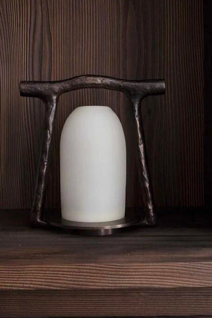 Sculptural Alabaster and Cast Brass Table Lamp