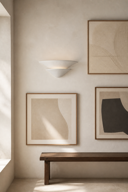 Sculptural Double-Tier Plaster Wall Sconce