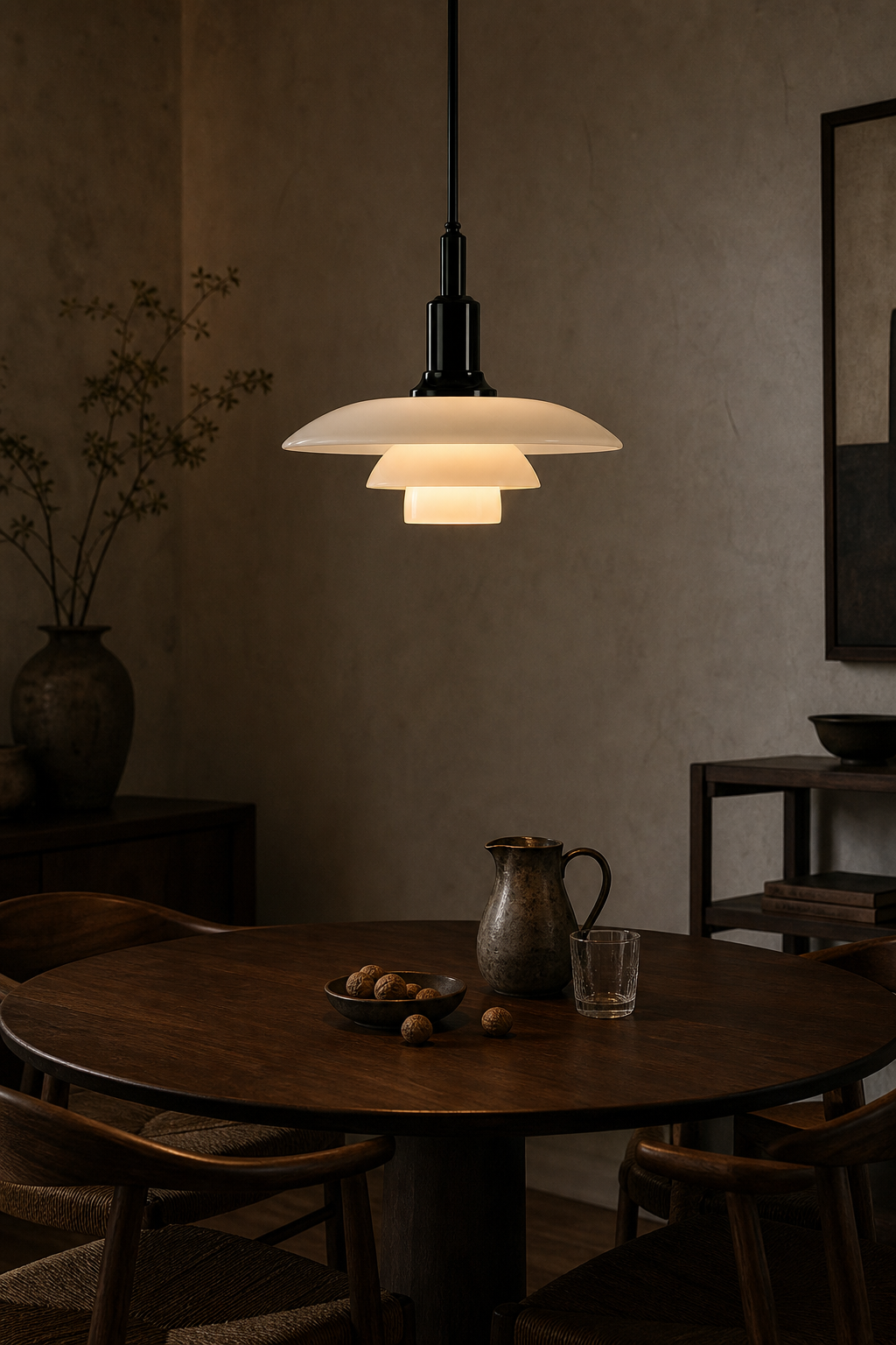 
Three-Tier Opal Glass Pendant Light