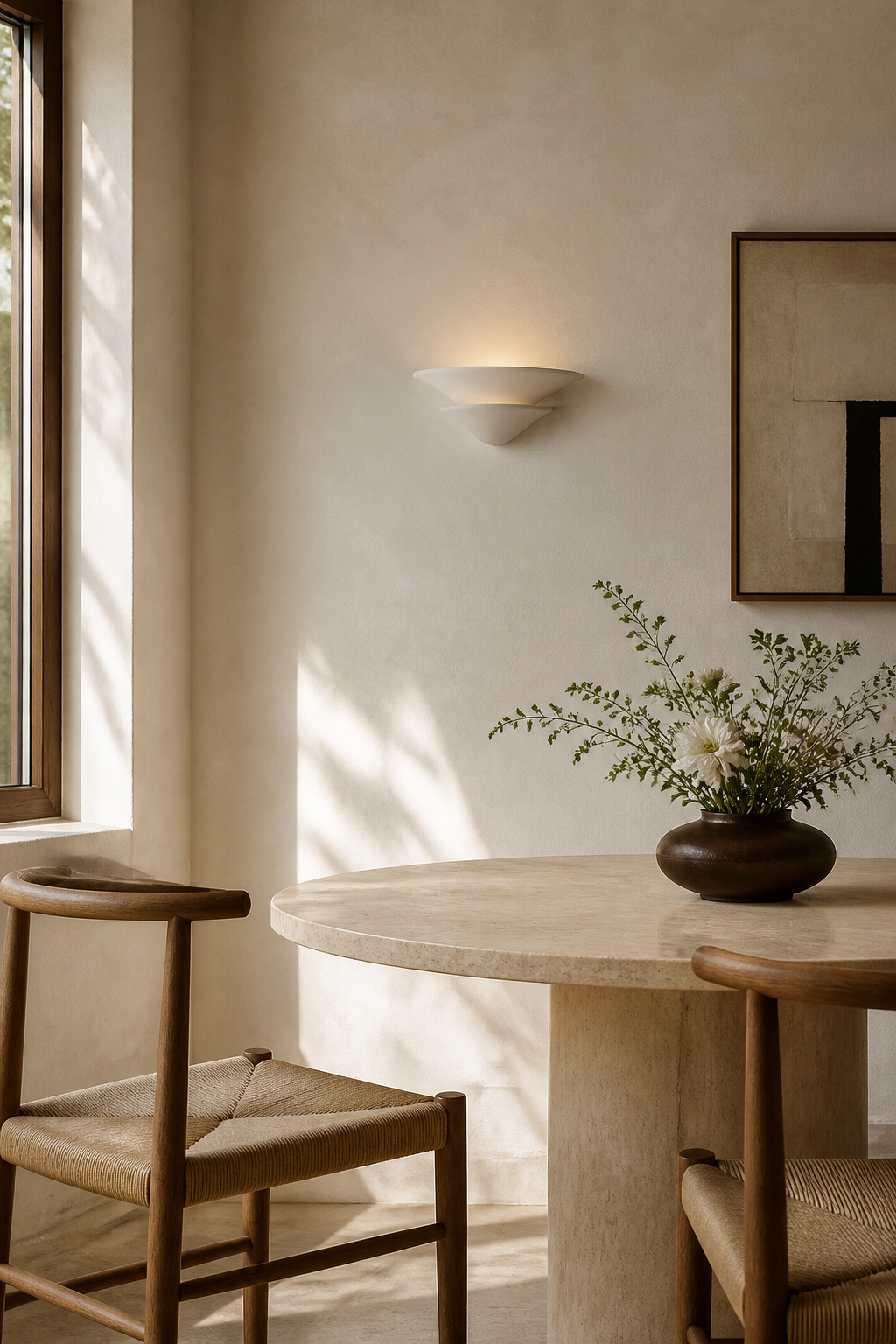 
Sculptural Double-Tier Plaster Wall Sconce