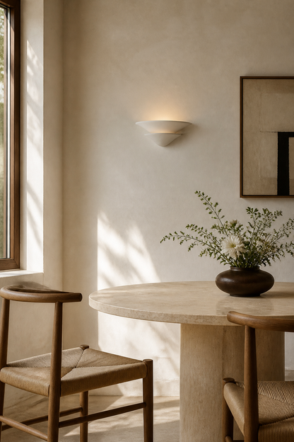 Sculptural Double-Tier Plaster Wall Sconce