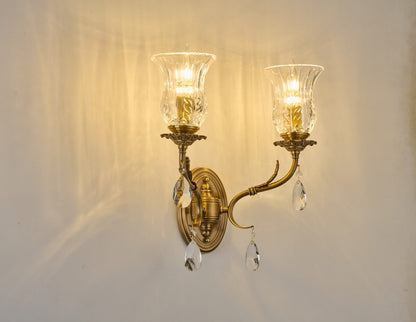 Complete supplier real photograph of the Vitrelaine two-light wall sconce with wall plate