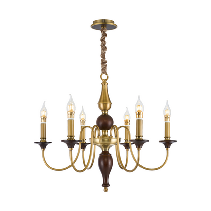 Wynthorne Ash Wood and Antique Bronze Candle Chandelier