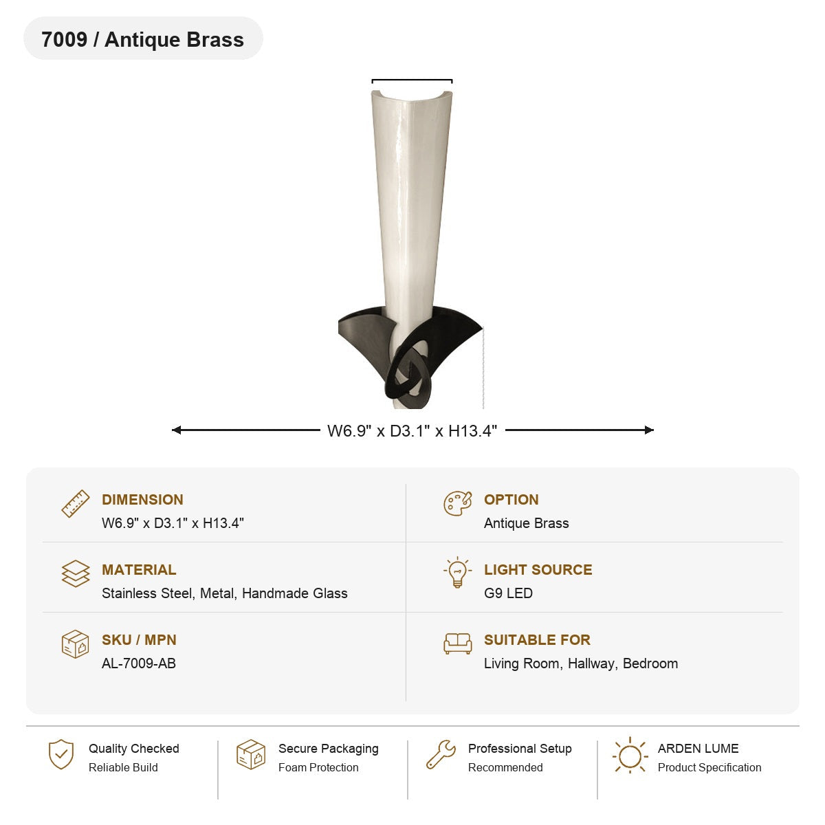 Phantom Handmade Glass Wall Sconce SKU AL-7009-AB